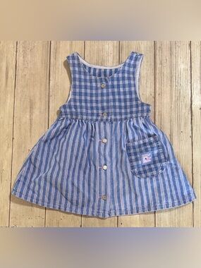 Vintage Lee Jeans USA denim dress 4t girls 20.5” sth striped gingham